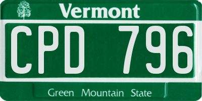 VT license plate CPD796