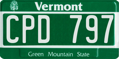 VT license plate CPD797
