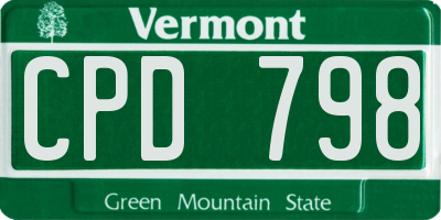 VT license plate CPD798