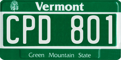 VT license plate CPD801