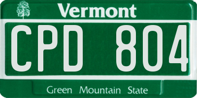 VT license plate CPD804