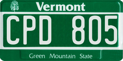 VT license plate CPD805
