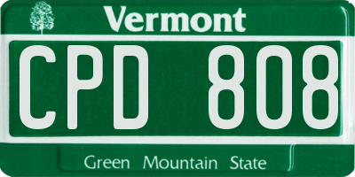 VT license plate CPD808