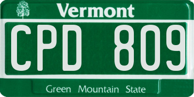VT license plate CPD809
