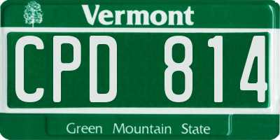 VT license plate CPD814
