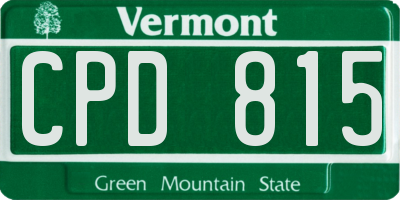 VT license plate CPD815