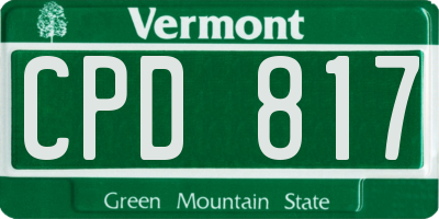 VT license plate CPD817
