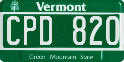 VT license plate CPD820