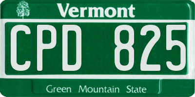 VT license plate CPD825