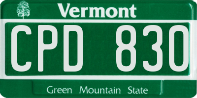 VT license plate CPD830