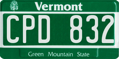 VT license plate CPD832