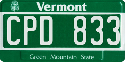 VT license plate CPD833