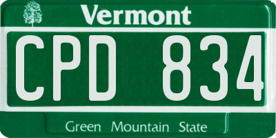 VT license plate CPD834