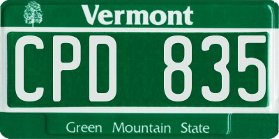 VT license plate CPD835