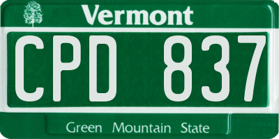 VT license plate CPD837