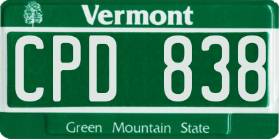 VT license plate CPD838