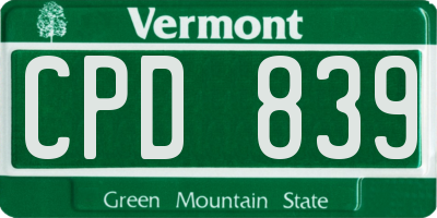 VT license plate CPD839