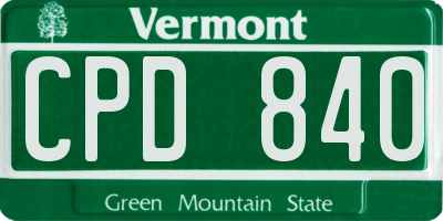 VT license plate CPD840