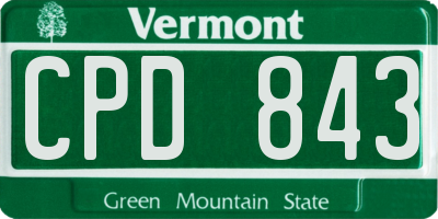 VT license plate CPD843