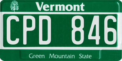 VT license plate CPD846