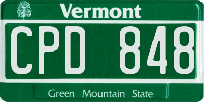 VT license plate CPD848