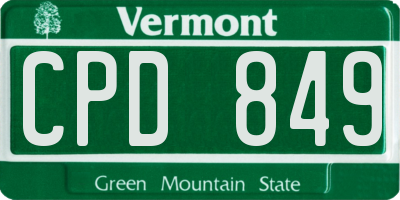VT license plate CPD849