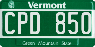 VT license plate CPD850