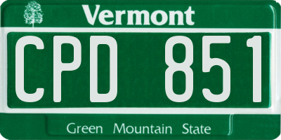 VT license plate CPD851