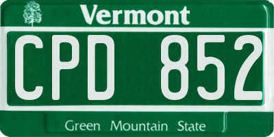 VT license plate CPD852