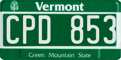 VT license plate CPD853