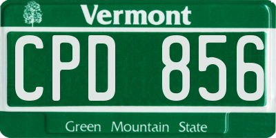 VT license plate CPD856