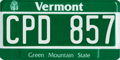 VT license plate CPD857