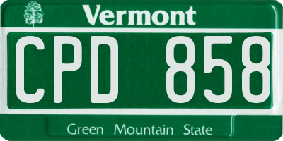 VT license plate CPD858