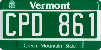 VT license plate CPD861