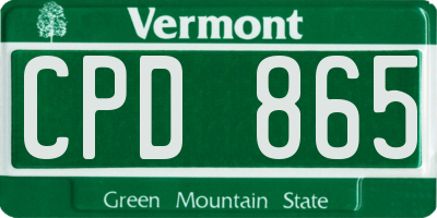 VT license plate CPD865