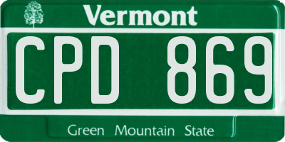 VT license plate CPD869