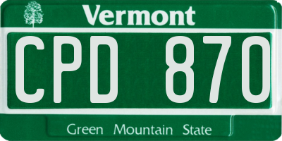 VT license plate CPD870