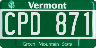 VT license plate CPD871