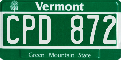 VT license plate CPD872