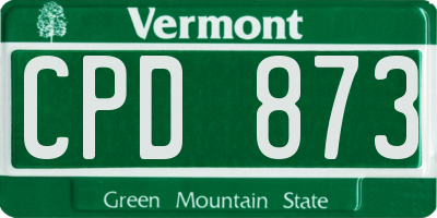 VT license plate CPD873