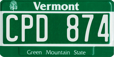 VT license plate CPD874