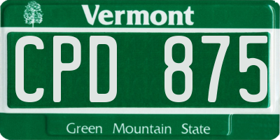 VT license plate CPD875