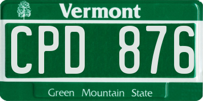 VT license plate CPD876