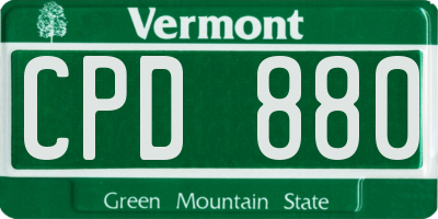 VT license plate CPD880