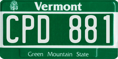 VT license plate CPD881