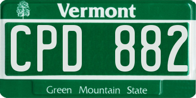 VT license plate CPD882