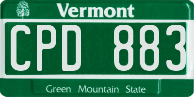 VT license plate CPD883