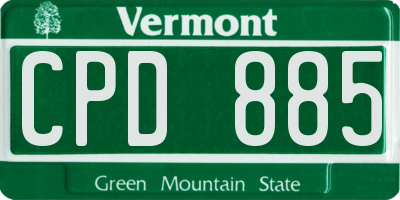 VT license plate CPD885
