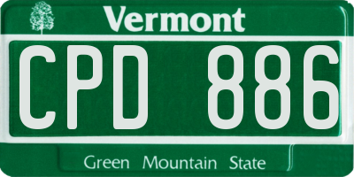 VT license plate CPD886