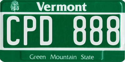 VT license plate CPD888